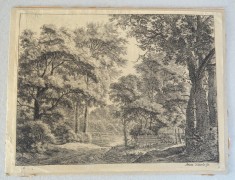 Antonie Waterloo "Peisaj cu arbori" gravura veche