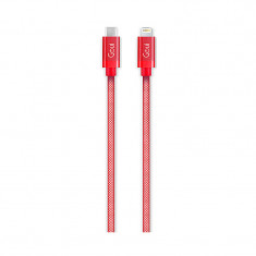 Cablu Date si Incarcare USB Type-C la Lightning Goui Metallic, 1 m, Rosu G-METALLICC94-R