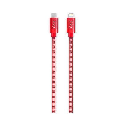 Cablu Date si Incarcare USB Type-C la Lightning Goui Metallic, 1 m, Rosu G-METALLICC94-R foto