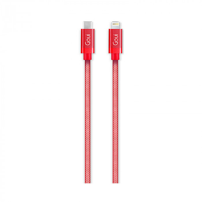 Cablu Date si Incarcare USB Type-C la Lightning Goui Metallic, 1 m, Rosu G-METALLICC94-R