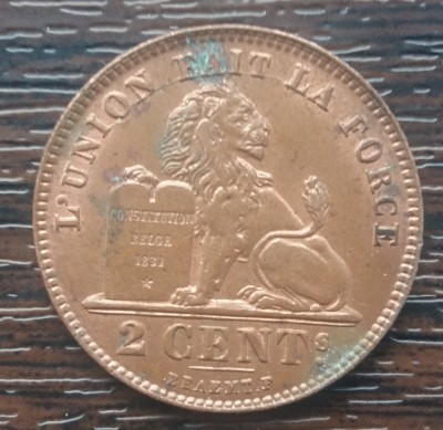 (M1083) MONEDA BELGIA - 2 CENTIMES 1919, DES BELGES, STARE FOARTE BUNA foto