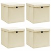 Cutii depozitare cu capace 4 buc. crem, 32x32x32 cm, textil