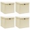 vidaXL Cutii depozitare cu capace 4 buc. crem, 32x32x32 cm, textil