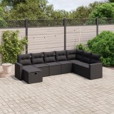 vidaXL Set mobilier de grădină cu perne, 8 piese, negru, poliratan 3263581
