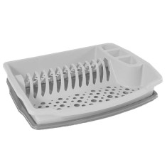 Scurgator de Vase si Tacamuri STERK, 43 x 33.5 x 7 cm, cu Tavita, Alba, Scurgator pentru Tacamuri si Farfurii, Suport Uscator Tacamuri si Vase, Suport foto