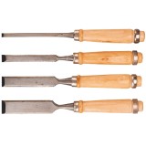 Set dalti pentru lemn 6-24 mm, 4 piese, cu maner ergonomic din lemn