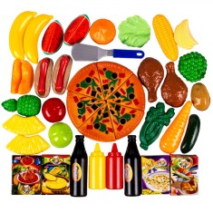 Set de Joacă Pizza, 50 Piese, Alimente Artificiale, Multicolor, Plastic, pentru Copii 3+ Ani