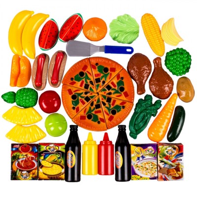 Set de Joacă Pizza, 50 Piese, Alimente Artificiale, Multicolor, Plastic, pentru Copii 3+ Ani foto