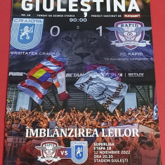 Program meci fotbal RAPID BUCURESTI - UNIVERSITATEA CRAIOVA (12.11.2022)