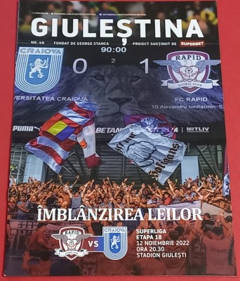 Program meci fotbal RAPID BUCURESTI - UNIVERSITATEA CRAIOVA (12.11.2022) foto