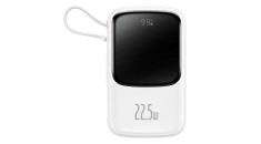 Baseus Qpow power bank 10000mAh built-in USB Type-C cablu 22.5W &icirc;ncărcare rapidă SCP AFC FCP alb (PPQD02010102)