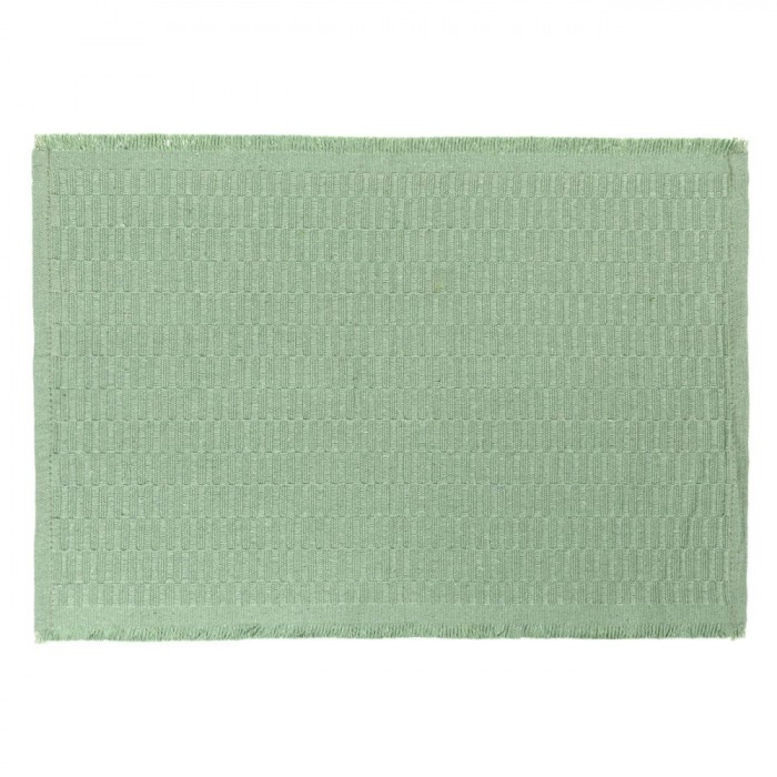 Suport Farfurii, Bumbac, Model Reliefat, Franjuri Scurte, Verde Menta, 42x30cm