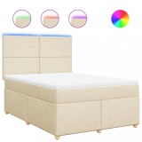 Cumpara ieftin Pat box spring cu saltea, crem, 140x200 cm, textil