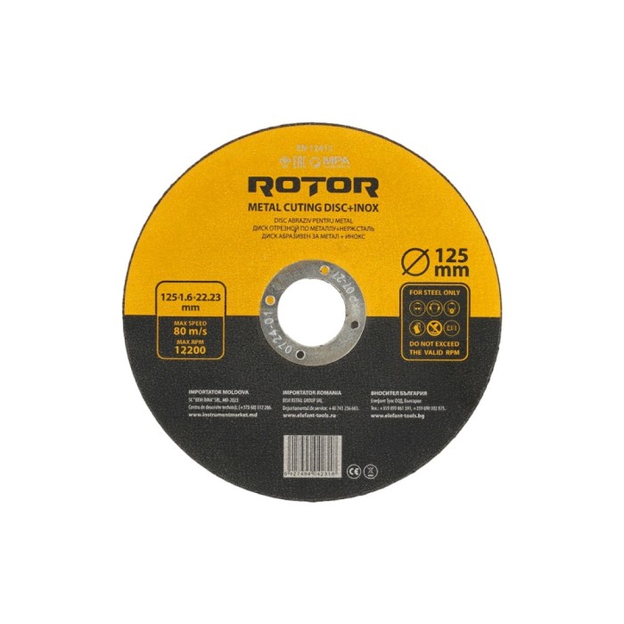 Disc abraziv pentru metal+inox ROTOR 125*1,6*22,23 Innovative ReliableTools