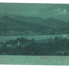 5143 - ORSOVA, Panorama, Moon, Litho, Romania - old postcard - used - 1902