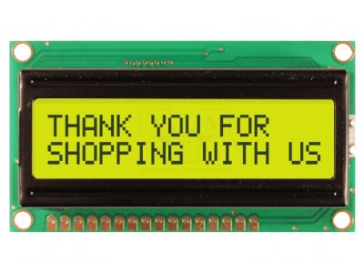 Afișaj LCD alfanumeric 16x2 galben-verde LED foto