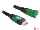 Cablu HDMI 4K v1.4 unghi 90 grade T-T 5m Verde, Delock 82954