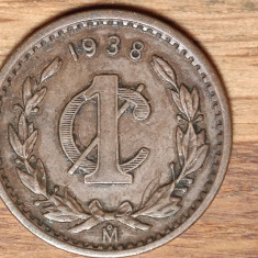 Mexic - moneda de colectie bronz - 1 centavo 1938 - an mai rar - impecabila !