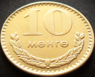 Moneda exotica 10 MENGE / MONGO - MONGOLIA, anul 1977 * cod 3401 foto