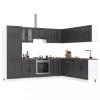 Set dulap de bucătărie 14 piese &bdquo;Lucca&rdquo; lemn negru prelucrat