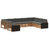 vidaXL Set de canapele de exterior cu pernă 9 pcs Natural și Antracit 3383845