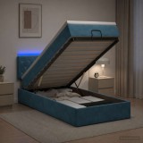 Cumpara ieftin Pat Ottoman cu Saltea si LED Albastru inchis 80 x 200 cm