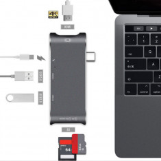 Adaptor USB 3.0 C Type, HDMI 4K, SD Card, MicroSD pentru MacBook Pro YC-204 foto