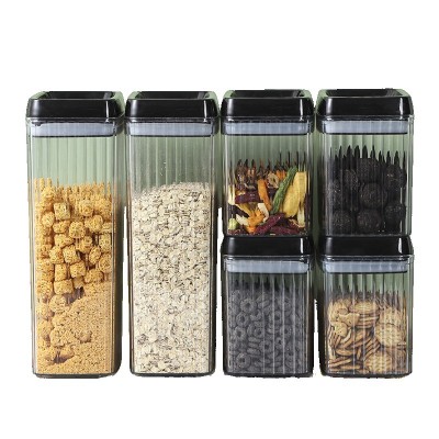 Set 6 Recipiente din Plastic, Cyrax, pentru Alimente/Obiecte, Inchidere Ermetica, Textura Ondulata, 4 x 1.5l, 2 x 3.3l, Transparent foto
