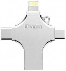 Stick USB-C 32GB iUni iDragon 4 in 1 Lightning, MicroUSB, Type-C, USB 3.0 Smartphone iOS si Android foto