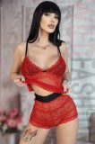 T568-3 Set 2 piese lenjerie sexy din dantela cu top si pantaloni scurti, L, M, S/M