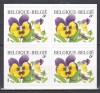 Belgia 2000 - Flori - Timbre autoadezive fără specificarea valorii, Bloc de 4, MNH, Nestampilat