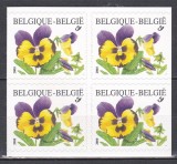 Belgia 2000 - Flori - Timbre autoadezive fără specificarea valorii, Bloc de 4, MNH