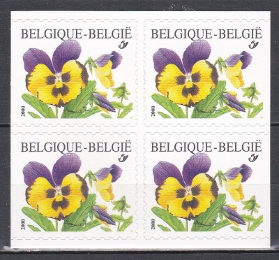 Belgia 2000 - Flori - Timbre autoadezive fără specificarea valorii, Bloc de 4, MNH foto