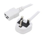 Cablu de Alimentare 1,5m Alb 3x1,5mm&sup2; BS 1363 la IEC C19 PVC