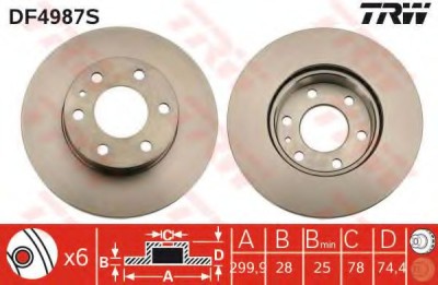 Disc frana IVECO DAILY V caroserie inchisa/combi (2011 - 2014) TRW DF4987S foto