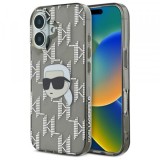 Husa pentru Apple iPhone 16, Karl Lagerfeld, IML Luxury Electroplated Karl&#039;s Head, Neagra