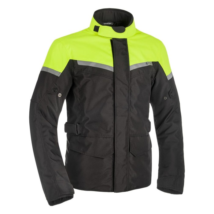 Geaca textila impermeabila Oxford Spartan, versiune lunga, culoare negru/fluo, m... Cod Produs: MX_NEW SM210102MOX