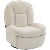 HOMCOM Fotoliu recliner, fotoliu rotativ cu funcție de balans și șezlong, șezut ad&acirc;nc, pernuță spate groasă, montaj ușor, crem | Aosom Romania
