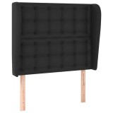 Cumpara ieftin Tablie de pat cu aripioare, negru, 93x23x118/128 cm, piele eco
