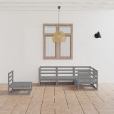 Gossi set mobilier de gradina, 5 piese, gri, lemn masiv de pin