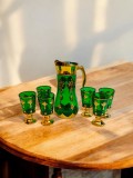 Set carafă cu 6 pahare verzi din sticlă