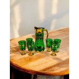 Set carafă cu 6 pahare verzi din sticlă