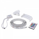 Set banda LED RGB, 5m, IP20, cu alimentator si telecomanda