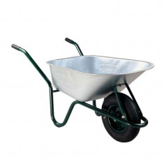 Roaba pentru constructii Limex, 100 l, cuva tabla zincata, maxim 130 kg, Argintiu/Verde foto