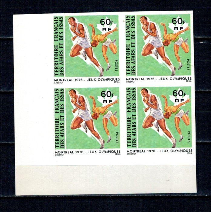 Afars et Issas 1976 - Sport, JO Montreal, Mi153 nedantelat bloc de 4 neuzat