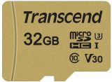 Card de memorie Transcend USD500S, microSDHC, 32 GB, 95 MB/s Citire, 60 MB/s Scriere, Clasa 10 UHS-I U3 + Adaptor