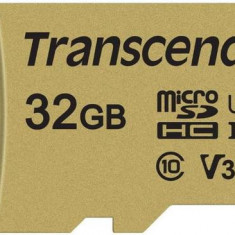 Card de memorie Transcend USD500S, microSDHC, 32 GB, 95 MB/s Citire, 60 MB/s Scriere, Clasa 10 UHS-I U3 + Adaptor