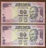 B11 25 - Bancnota foarte veche - India - 50 rupii - 2008 - doua bancnote serii consecutive