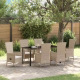 Cumpara ieftin Set de Scaune Exterioare 7 pcs Beige, Alb crem 160 x 80 x 73 cm