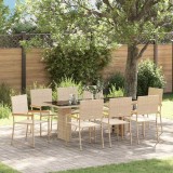 Cumpara ieftin Set de dining pentru grădină 9 piese, bej, din poly rattan